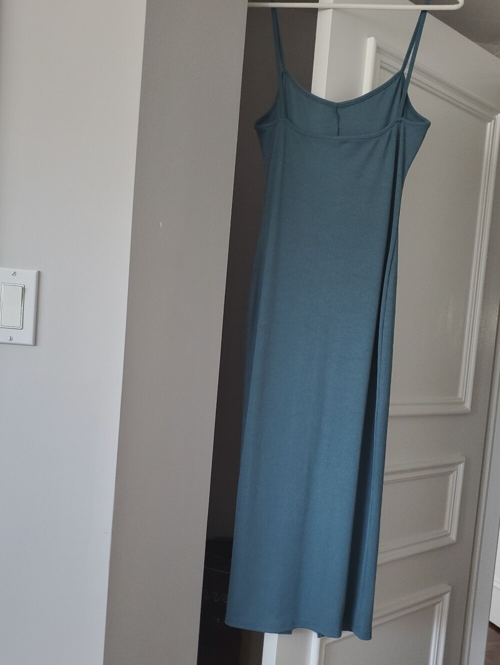 Sleeveless Cadet Teal Button-Front Ribbed Ankle Dress - Picture 4 of 9